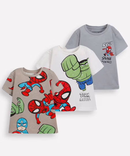 Kit 3 Camisetas Infantis Algodão, Marvel - Tam 01 ao 05 😍
