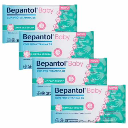 Kit 4 Lenços Umedecidos Bepantol Proteção Antibac 48un cada