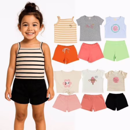 Kit 8 Peças Roupas  Infantil Para Menina 4 Conjuntos
