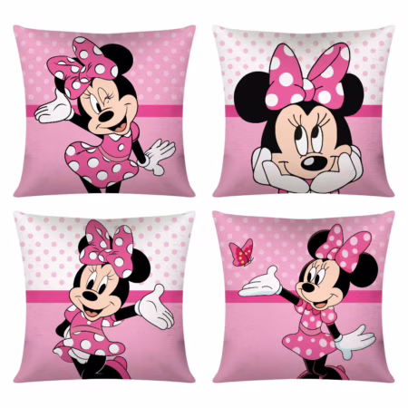 Kit c/ 4 Capas de Almofada Decorativas Modern Print 45x45 Minnie Rosa Fofa