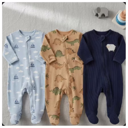 Kit com 3 macacões bebês | 100% Algodão | RN ao G | | Macacão| Sortido Menina, Menino e Unissex