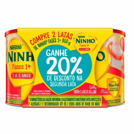 Kit Fórmula Infantil 2x Ninho Fases 1+ 800g