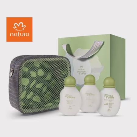 Kit Mamãe E Bebê Natura Presente Recém-nascido Verde-claro