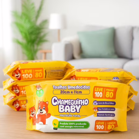 Kit Toalhas Umedecidas Pacotes Lenço -  Chameguinho Baby Neném Menina Menino - Kit 4/6/8/12 unidades