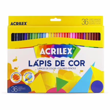 Lápis de Cor, Sextavado, 36 Cores, Acrilex