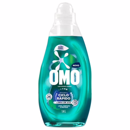 Lava-Roupas Líquido Omo Ciclo Rápido Ação Total Frasco 1,4l