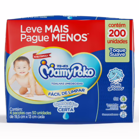 Lenço Mamypoko Com 200 Toque Suave (4 pacotes)