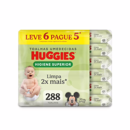 Lenços Umedecidos Huggies Max Clean - 288 lenços (6 pacotes)
