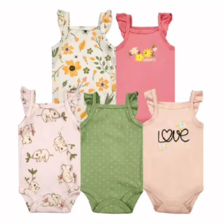 Lucky baby body regata menina  5Pçs /100% algodão Body  para Bebês  menina/body alcinha menina