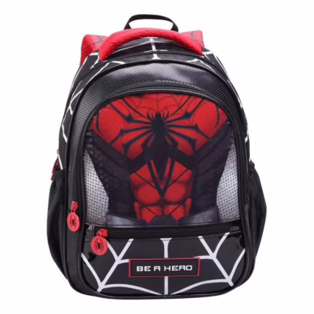 Mochila Costas Escolar Infantil Meninos Spider Dark Grande Preto Liso
