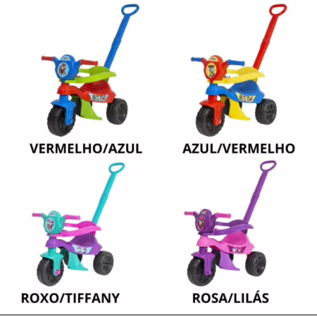 Motoca Triciclo Kendy Vilotrol Ifantil Patrulha Canina Menino Menina Bebes Proteção Lateral, Pedal, Empurrador