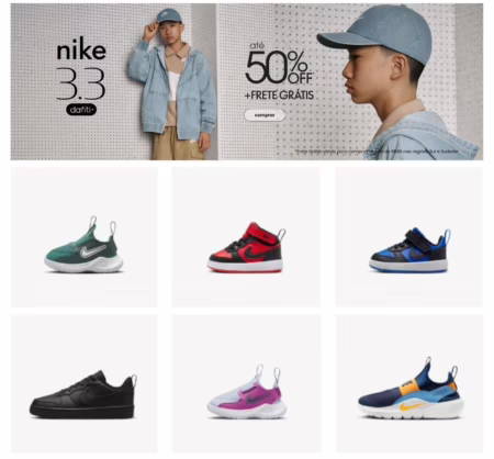 Nike com Até 50% Off + Frete Grátis!