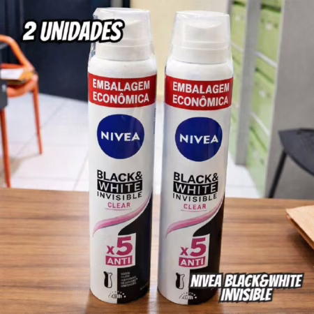 NIVEA Kit Desodorante Aerossol Black & White Clear 150ml - 2 Unidades, Nivea, pacote de 2