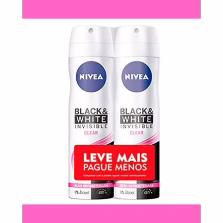 🌬 NIVEA Kit Desodorante Aerossol Black & White Clear 150ml - 2 Unidades