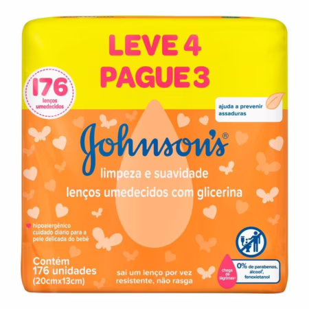 Pack Lenço Umedecido Bebê Johnson's Pacote 176 Folhas