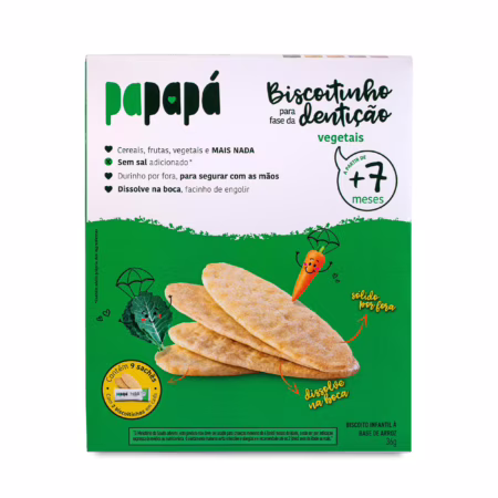 Papapá, Biscoito infantil para fase da dentição, Sabor de Vegetais, 36g