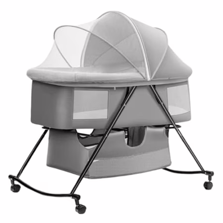 PIPDIP Berço Portátil Para Bebês, Co-bed, Infantil, Até 5 Meses de Idade, De 0 a15kg, Ergonômico, Trava nas Rodinhas, Cinza.