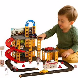Pista De Carrinhos Brinquedo Infantil Corrida Lava Rápido 3 Andares Acompanha 4 Carrinhos
