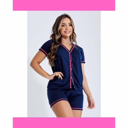 🛍️ Promoção Pijama Curto Em Malha Blogueirinha Short e Blusa Amamentação