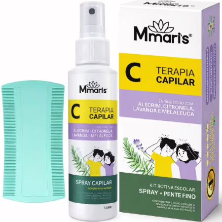Removedor Tira Piolho Solta Lendea Spray Capilar Combate Piolhos E Lêndeas Creme De Pentear Sem Enxague 120ml + Pente Fino M MariS Rotina Escolar