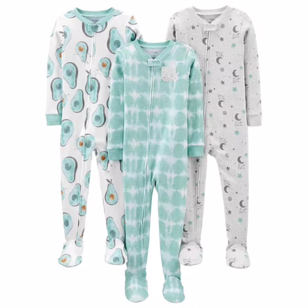Simple Joys by Carter's Pijama de algodão confortável para bebês e meninos, pacote com 3, Estampa de abacate/céu noturno/tie dye, 4 Anos