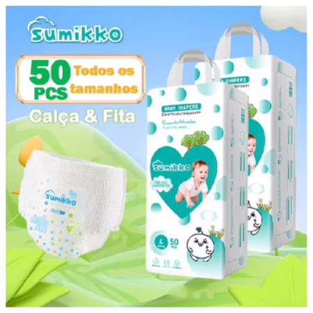 SUMIKKO 50 e 100 unidades Infantil Calça Fraldas Ajustável total max Baby P/M/G/XG/XXG/XXXG