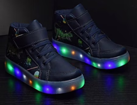 Tenis Botinha Masculino De Led Infantil Dinossauro com Luzinha