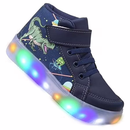 Tenis Botinha Masculino De Led Infantil Dinossauro Personagem DIversão Luzinha