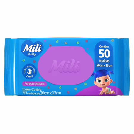 Toalhinha Umedecida, Mili com 50 unidades