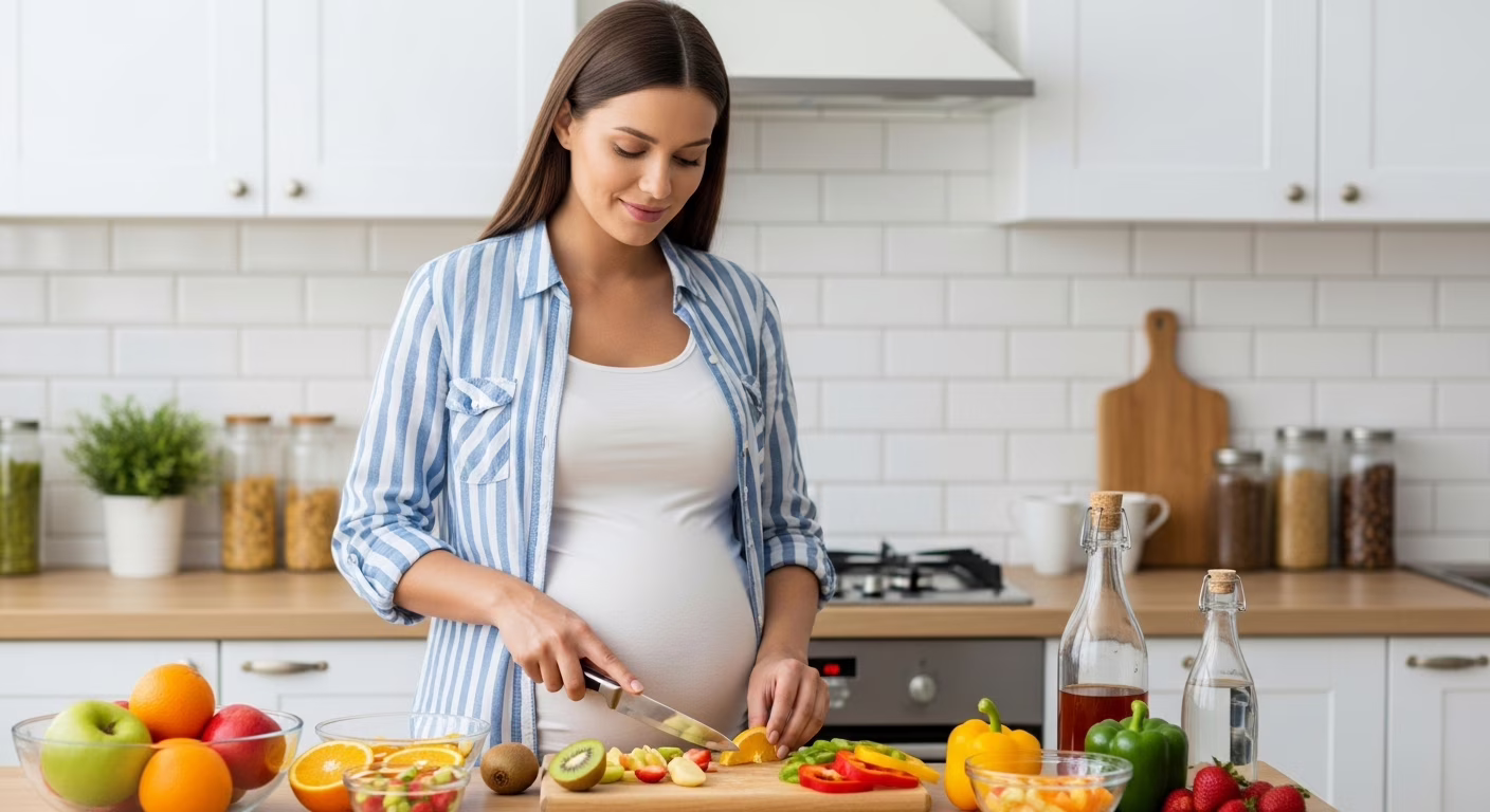 Frutas cítricas e vegetais ricos em vitamina C em uma mesa de cozinha
