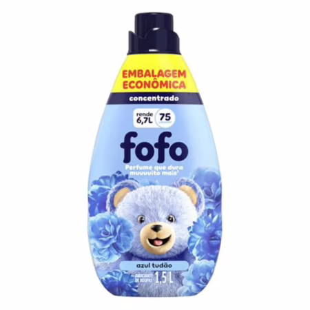 Amaciante de Roupa Concentrado Azul Tudão Fofo Frasco 1,5l Embalagem Econômica