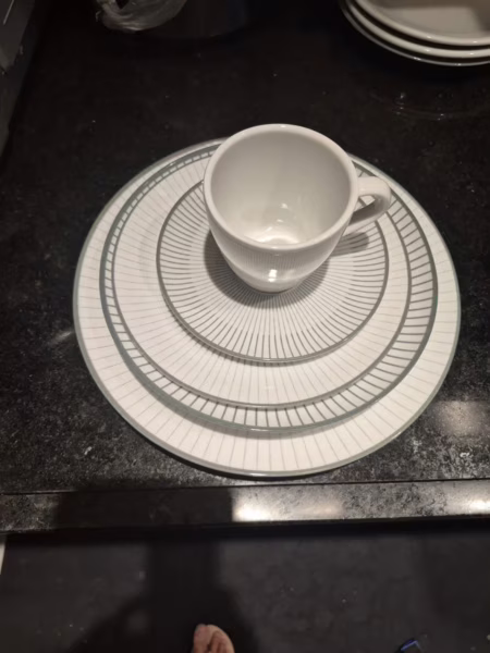 Aparelho De Jantar Tramontina Griz Porcelana Decorada 20 Peças Branco Com Cinza Liso