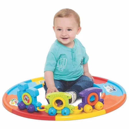 Brinquedo para Bebe Babytrain Express com 08 Trilhos Merco Toys, Multicor