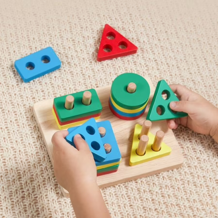 Brinquedo Pedagógico Educativo Em Madeira Prancha De Seleção Encaixe