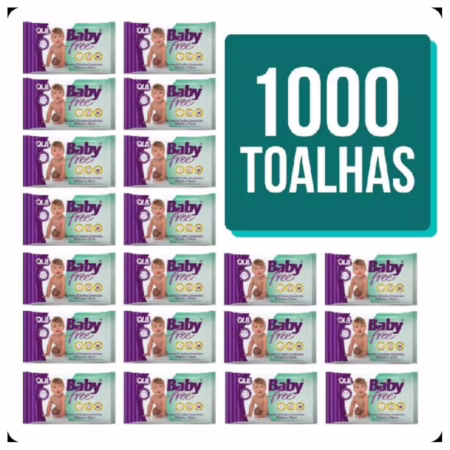 Caixa com 20 Lenços/Toalhas Umedecidas Baby Free c/ 50 Unidades Cada