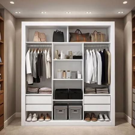 Closet Casal 4 Gavetas 100% MDF Amoudi Móveis Cor Branco