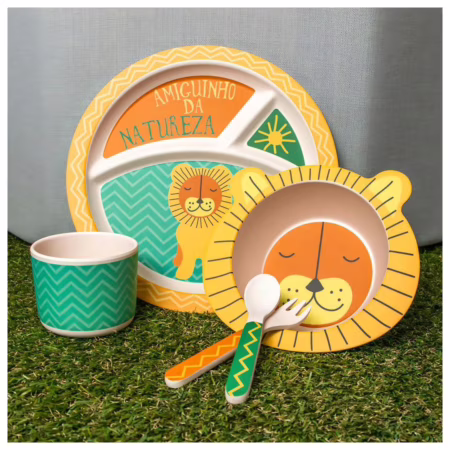 Conjunto De Refeição Infantil C/ 5 Peças Leãozinho - Oxford