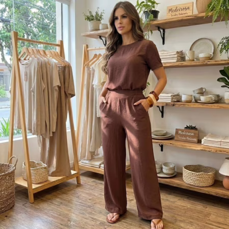 💛 Conjunto Feminino Social Calça Pantalona E Blusa Soltinha