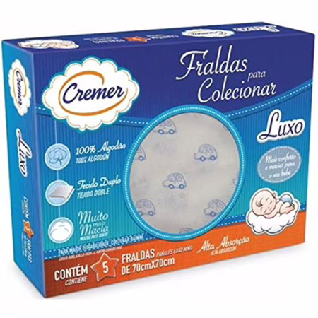 😍 Cremer Fralda Luxo Estampa Masculina Pc Com 5 Unidades