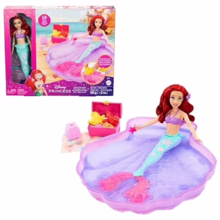 🛍️Disney Princesa, Conjunto de Brinquedo Ariel Aventuras na Piscina, Para crianças a partir de 3 anos