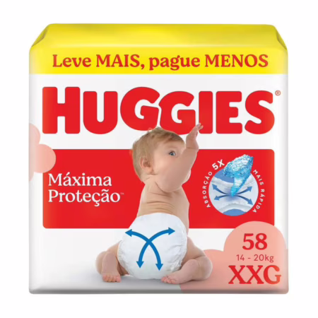 Fralda Descartável Huggies Máxima Proteção Tamanho XXG 58 unidades