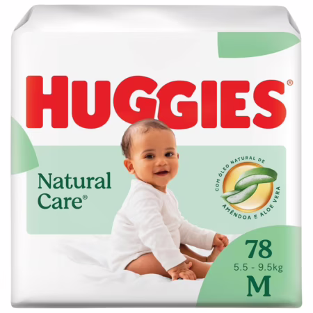 Fralda Huggies Natural Care M 78 unidades