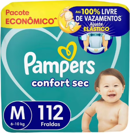 Fralda Pampers confort sec Tamanho M 112 Unidades