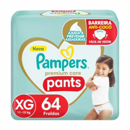Fralda Pampers Premium Care Pants XG com 64