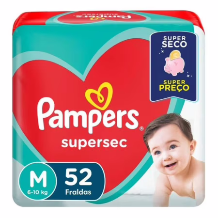 🛍️Fralda Pampers Supersec M 52 Unidades Sem Gênero