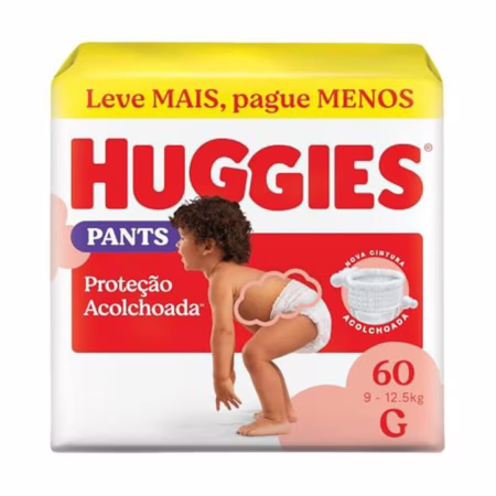 Fralda Pants Huggies Supreme Care, Tamanho G, 9-12,5 kg, 60 Unidades, Estilo Roupinha com Cintura Acolchoada