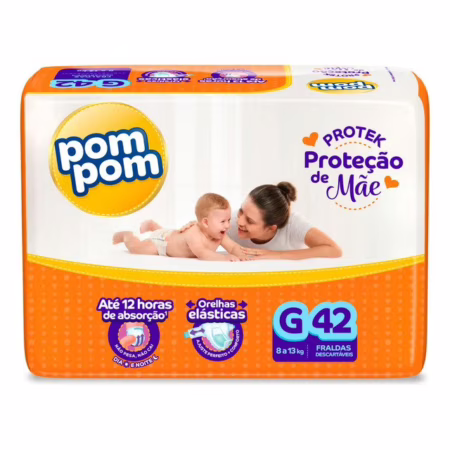 🛍️Fralda Pom Pom Protek Proteção De Mãe Mega G 42 Unidades Gênero Sem Gênero