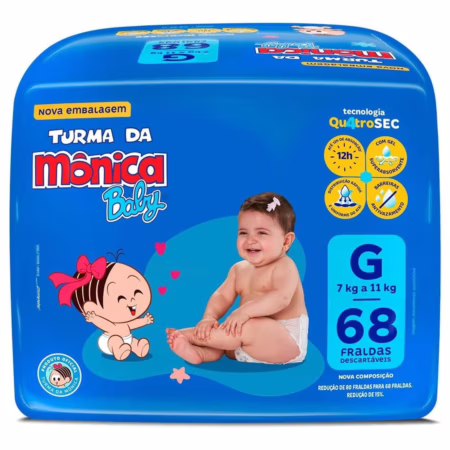 Fralda Turma da Monica Baby Giga G 68 Unidades