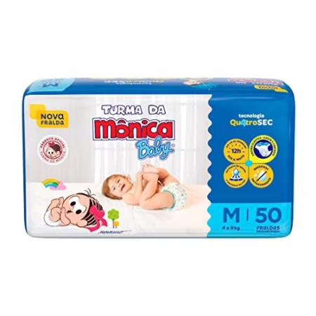 🛍️Fralda Turma da Mônica Baby Mega M 50 Unidades
