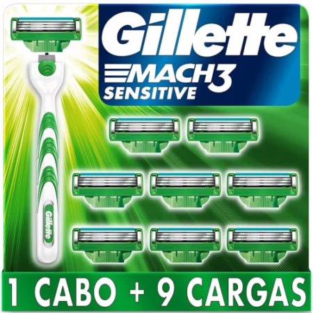 Gillette Aparelho De Barbear Mach3 Sensitive + 9 Cargas